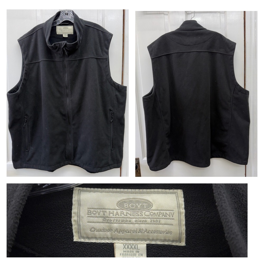 Boyt Harness Company Mens 4XL Black Fleece Vest Full Zip‎ Cinch Hem Outdoor